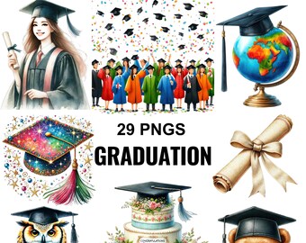 Aquarell Graduierung Clipart: 29 PNG-Bilder (Digitaler Download)
