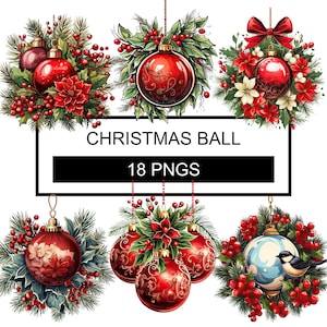 Weihnachten Clipart, Weihnachten Ornamente Clipart, Weihnachtskugeln Clipart, Weihnachtskugeln PNG, Kartenherstellung, digitale Sofort Download