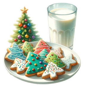 Aquarell Weihnachtsplätzchen Clipart, Weihnachtskekse, Kekssublimation, Weihnachtscliparts, Weihnachtsgeschenke, Kekse mit Milch, Weihnachtskekse