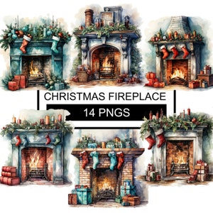 Watercolor Christmas Fireplace clipart, Christmas decoration clip art,Christmas Fireplace clipart,Christmas Fireplace Clip Art,Christmas PNG