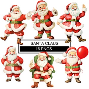 Clipart de Papai Noel em aquarela, clipart de Papai Noel, clipart de Natal vintage, clipart de Papai Noel, PNG de Papai Noel, clipart de aquarela de férias, Papai Noel de papel digital