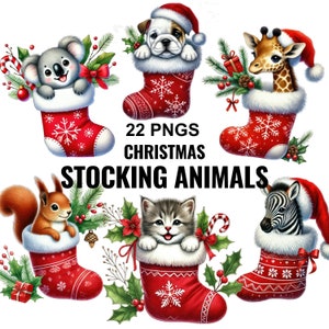 Imágenes prediseñadas de animales de medias de Navidad, imágenes prediseñadas festivas, imágenes prediseñadas de animales de Navidad, imágenes prediseñadas de medias, gráficos de Navidad, imágenes prediseñadas de Navidad lindo