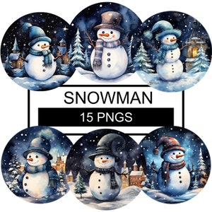 Watercolor Snowman Clipart, Christmas Snowman Clipart, Snowman Clipart, Xmas Snowman clip art, Png Snowman, Watercolor Snowman Png, Snowman