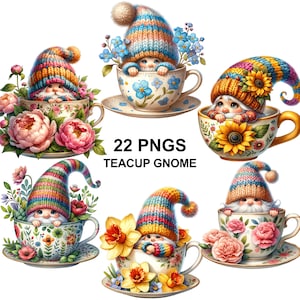 Clipart Gnomo tazza da tè, Clipart Spring Garden, Gnomo da giardino PNG, Grafica Gnome, Disegni Gnome, Clipart tazza da tè, Tazza da tè acquerello, Clipart tazza