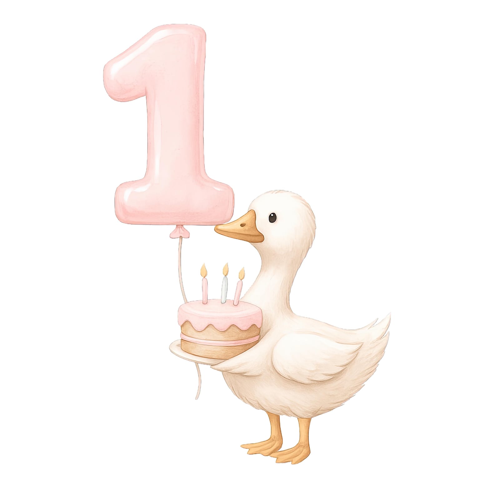 Cute Birthday Goose Clipart Bundle, Baby Duck Pngs With Balloons, Cakes ...