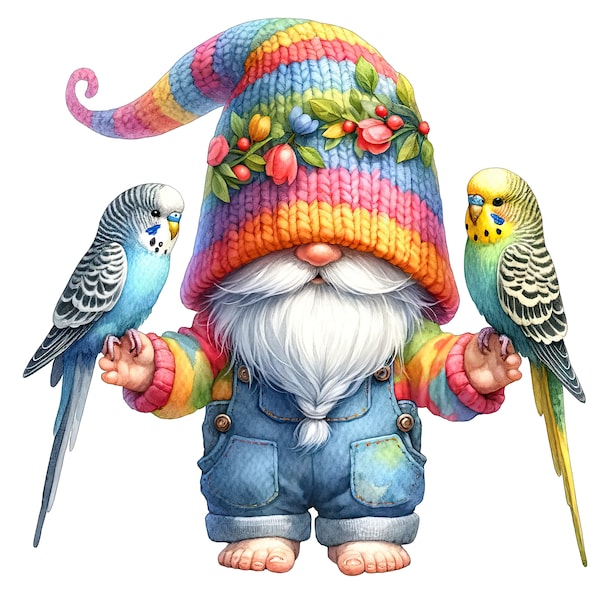 Bird Gnome Clipart, Gnomes With Bird, Garden Gnome, Gnomes and Bird Clipart, Cute Gnome Clipart, Gnome Images, Bird Gnome, Bird Clipart