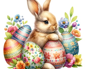 Watercolor Easter Bunny Clipart: Spring PNG Images (Digital Download)