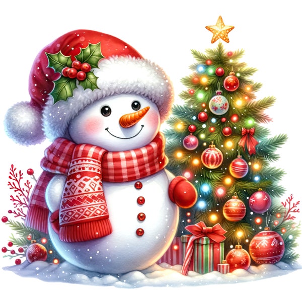 Watercolor Cute Snowman Clipart, 18 high quality PNG files, Cute Snowman Clipart, Snowman Png, Christmas Snowman Clipart, Cute Snowman Png
