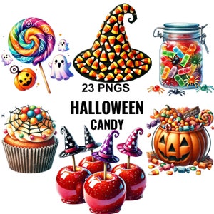 Halloween Candy Clipart, Sweet Dessert Graphics, Halloween Food Png, Spooky Candy, Cute Halloween, trick or treat png, Halloween Clipart