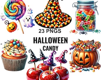 Halloween Candy Clipart: Spooky Dessert Graphics (Digital Download)