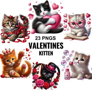 Joli clipart Saint-Valentin chaton, chaton PNG, Saint-Valentin Png Bundle, Clipart Saint-Valentin, Clipart chats Saint-Valentin, clipart chaton, chat avec coeur
