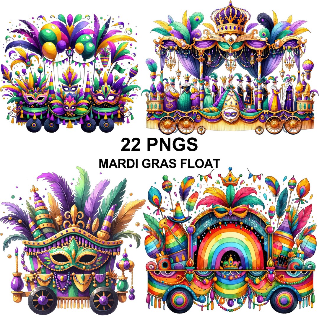 Mardi Gras Float Clipart, Fat Tuesday, Mardi Gras Sublimation, Mardi ...