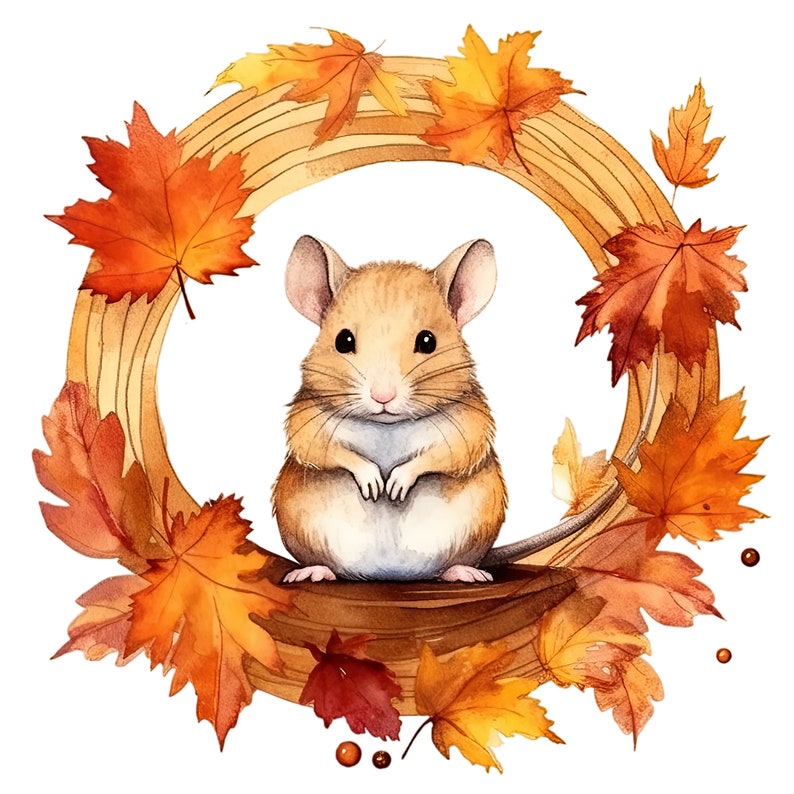 Watercolor Autumn Animal Clipart, Fall Woodland PNG, Cute Fox Squirrel ...