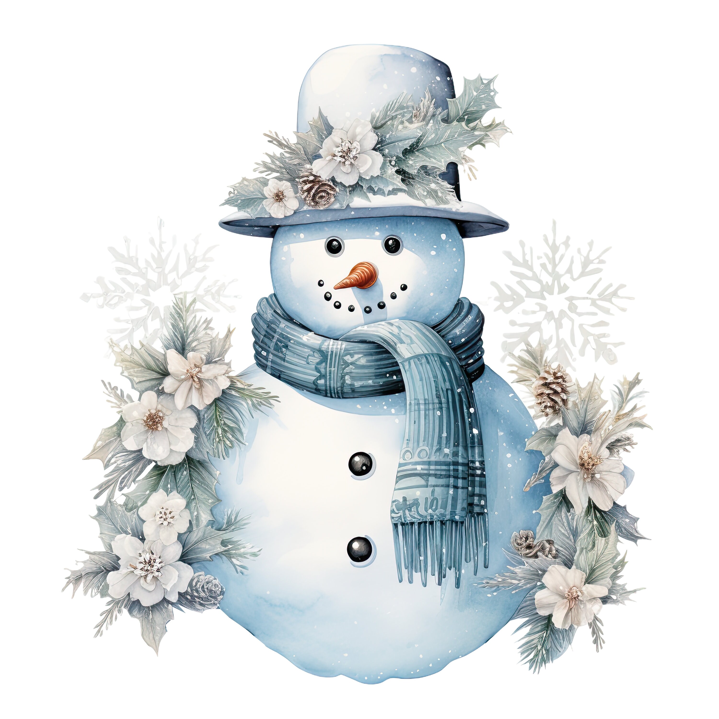 Watercolor Blue Snowman Clipart, Snowman Clipart, Watercolor Snowman ...