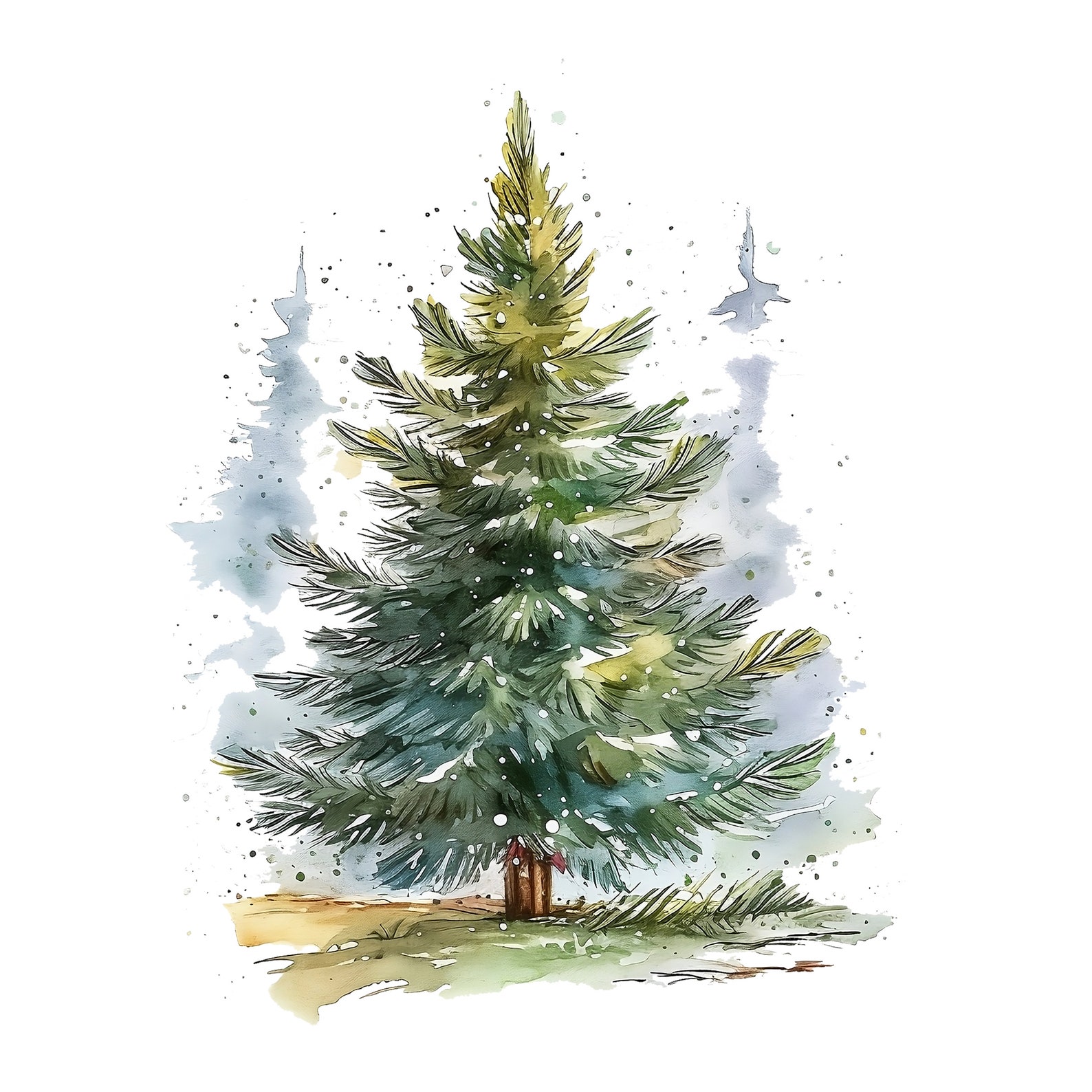 Watercolor Christmas Tree Clipart, Watercolor Winter Clipart ...
