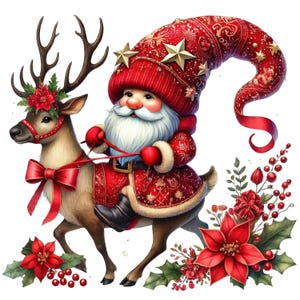 Lot de cliparts nain de Noël, nain d'hiver Png, clipart Noël, Images de Noël, sublimation de Noël, nain aquarelle, clipart festif