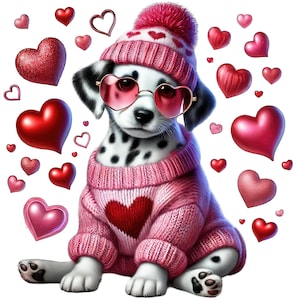 Bundle de cliparts chien Saint-Valentin, chiot mignon Png, cliparts Saint-Valentin chiens, sublimation de chien mignon, amoureux des chiens Png, chiots de la Saint-Valentin, chien rose Png