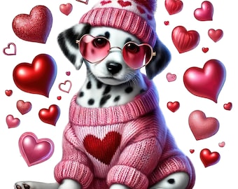 Valentine Dog Clipart Bundle, Cute Puppy Png, Dogs Valentines Clipart,Cute Dog Sublimation,  Dog Lover Png,Valentine's Day Pups,Pink Dog Png