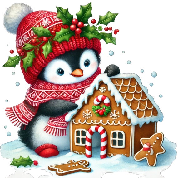 Image Arts Weihnachts-Geschenktüten – 6 Stück, 27,9 Cm – Mit Pinguin-, Streifen- & Pfefferminz-Design