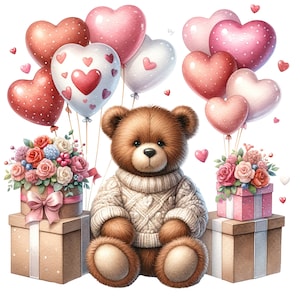 Clipart dell'orsacchiotto di San Valentino dell'acquerello, San Valentino dell'orsacchiotto, Clipart dell'orsacchiotto di San Valentino, Clipart del giorno di San Valentino, Orsetto dell'orsacchiotto PNG