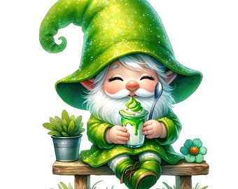 Watercolor Ice Cream Gnome Clipart: Summer PNG Images (Digital Download)