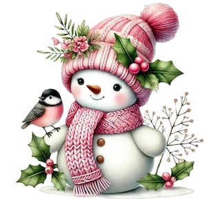 Weihnachten Schneemann Clipart, lustiger Schneemann Clipart, niedlicher Schneemann Png, Schneemann Clipart, Winter Schneemann Sublimation, rosa Schneemänner Png, Winterurlaub