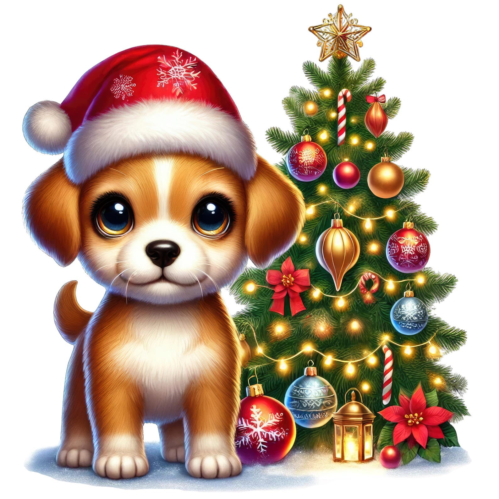 Christmas Puppy Clipart Bundle | Cute Holiday Dog PNG Set | Festive ...