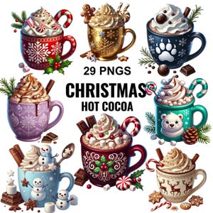 Clipart Noël cacao chaud, cacao chaud d'hiver, clipart cacao Noël, tasse de cacao chaud vacances, clipart chocolat chaud, bonbons de Noël, cacao chaud confortable
