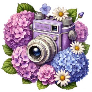 Câmera floral vintage clipart, câmeras florais, clipart de câmera retrô, câmera antiga png, câmera vintage png, clipart de câmera, câmera com flores