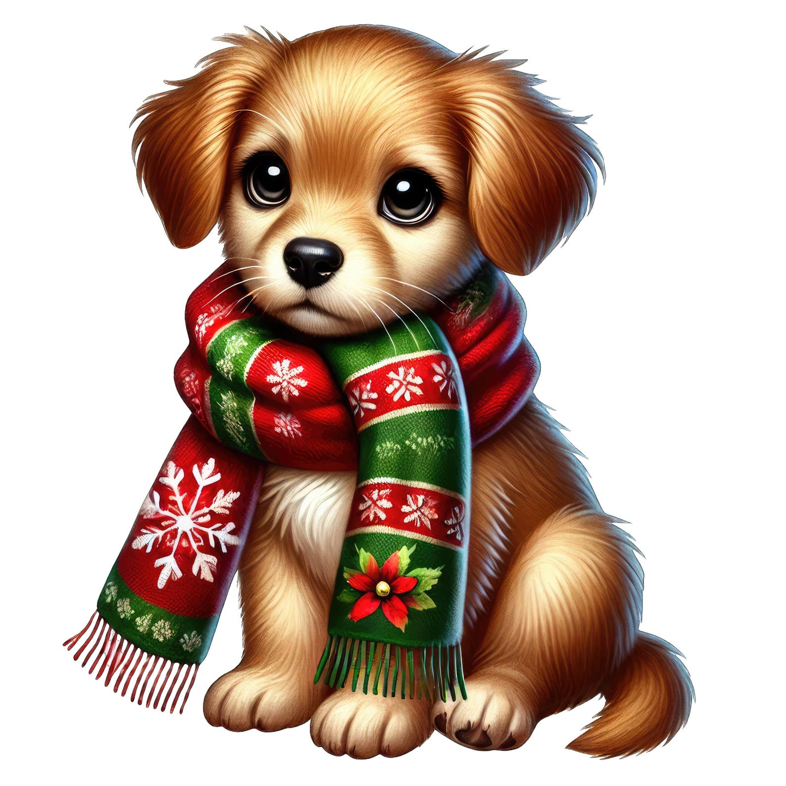 Christmas Puppy Clipart Bundle | Cute Holiday Dog PNG Set | Festive ...