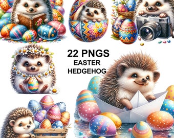 Easter Hedgehog Clipart: Spring Holiday Graphics (Digital Download)