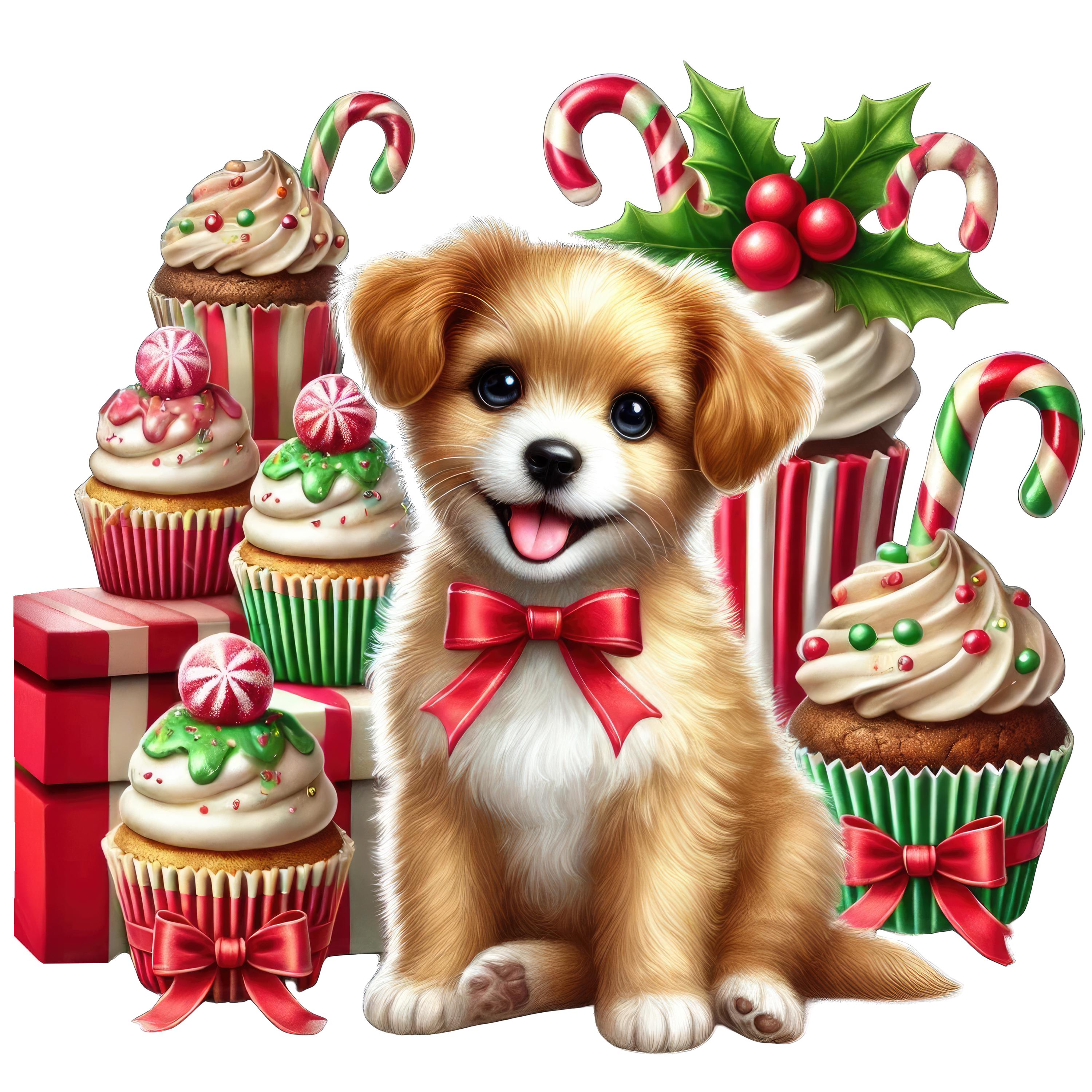 Christmas Puppy Clipart Bundle | Cute Holiday Dog PNG Set | Festive ...