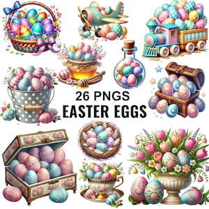 Bundle de clipart oeufs de Pâques, oeuf de Pâques Png, clipart de Pâques, graphiques de Pâques, dessins de Pâques, Images d'oeufs de Pâques, panier d'oeufs de Pâques, oeufs de Pâques