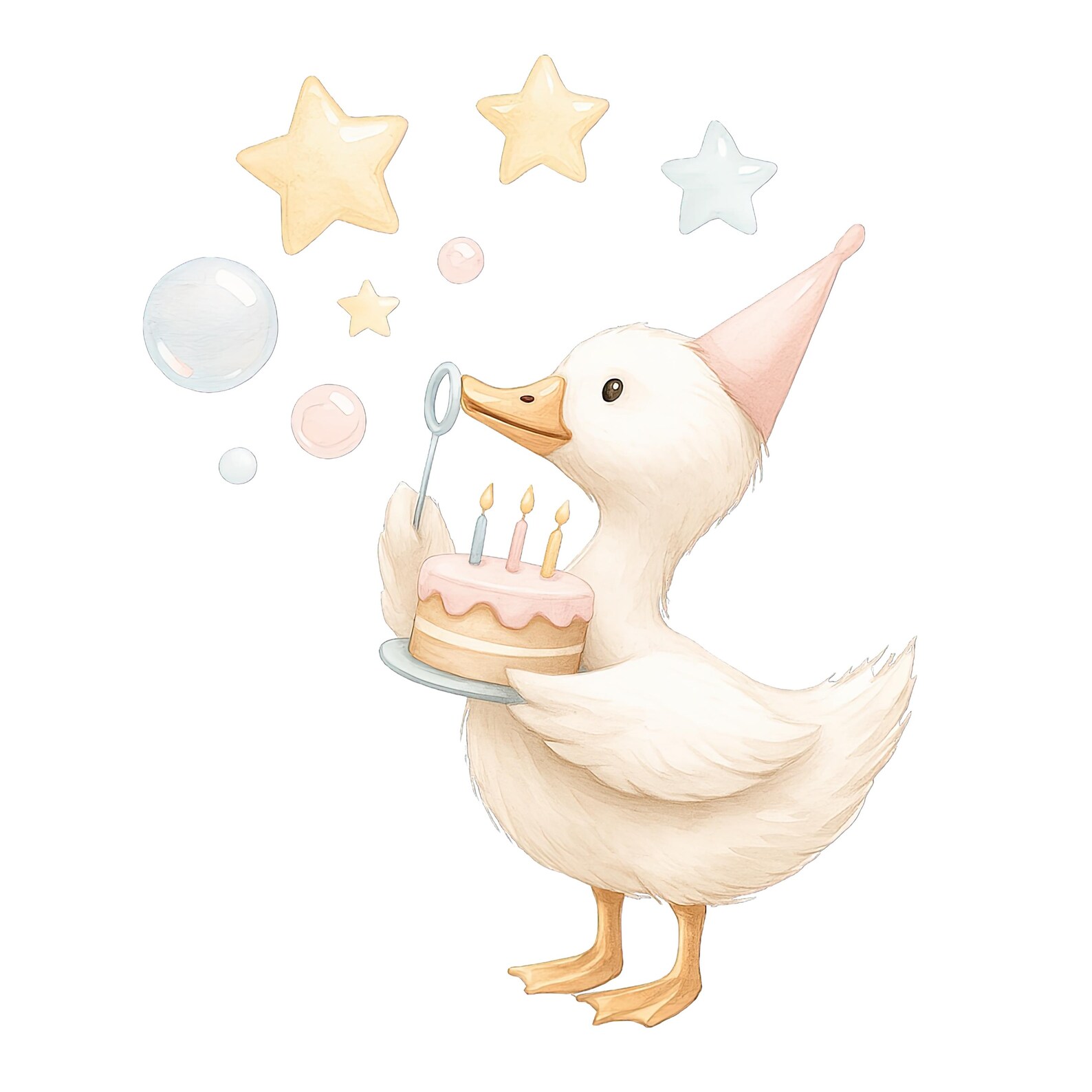 Cute Birthday Goose Clipart Bundle, Baby Duck Pngs With Balloons, Cakes ...