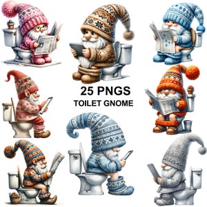 Toilet Gnome Clipart, schattige Gnome Png, schattige Gnome Png, aquarel toilet clipart, toilet kabouter, toilet kabouter, kabouter minnaar, schoonmaak kabouter