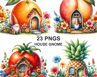 Gnome House Clipart, Gnome House Art, Gnome Graphics, Houses Png, Gnome Nursery, Gnome Home, Cute Houses Clipart, Watercolor House Clipart