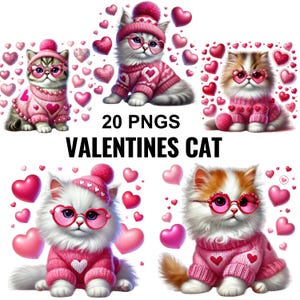 Clipart chat mignon Saint-Valentin, Clipart chaton mignon, amour chat Png, chat avec coeurs Png, chat Saint Valentin, chat Clip Art Saint-Valentin, animal de compagnie de la Saint-Valentin