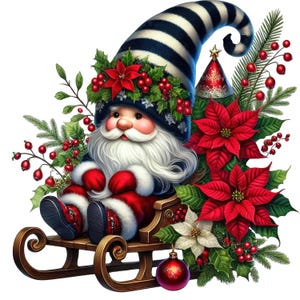 Lot de cliparts nain de Noël, nain d'hiver Png, clipart Noël, Images de Noël, sublimation de Noël, nain aquarelle, clipart festif