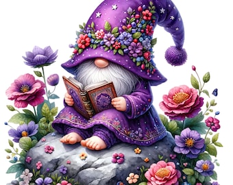 Watercolor Garden Gnome Clipart: Spring Nursery PNG (Digital Download)