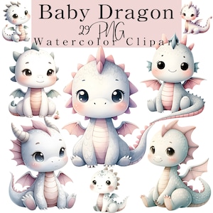 Watercolor Baby Dragon Clipart: Mystical Fantasy Art, Dragon PNG for Kids (Digital Download)