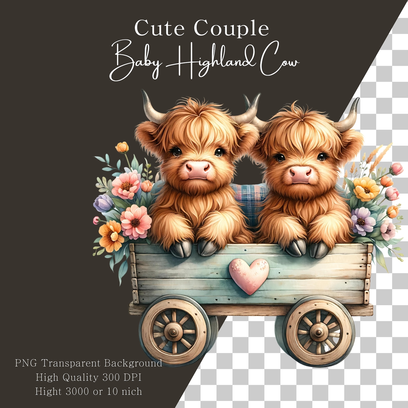 Cute Highland Cow PNG, Highland Cow Clipart, Highland Cow Baby Shower ...