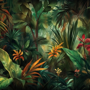 Tropisch behang Schil en plak Getextureerd Vliesvlies Exotische planten botanisch behang Tropische aquarel bloemen en bladeren afbeelding 7