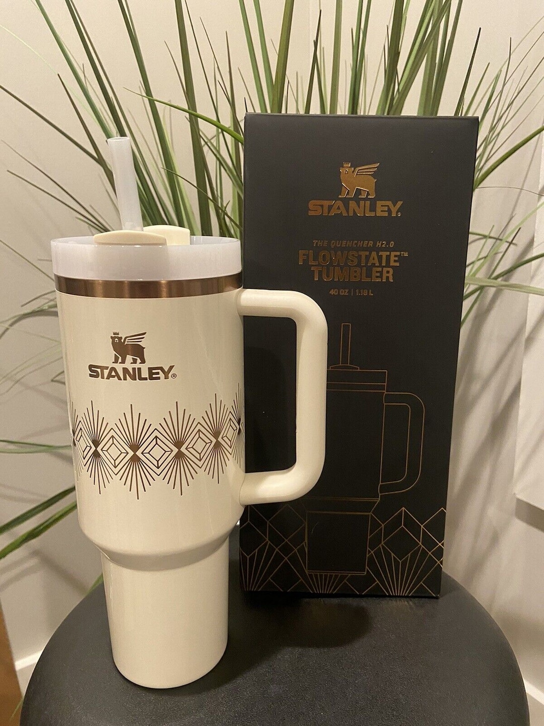 Stanley Cream Gloss Art Deco Quencher H2O Tumbler 40oz. Etsy