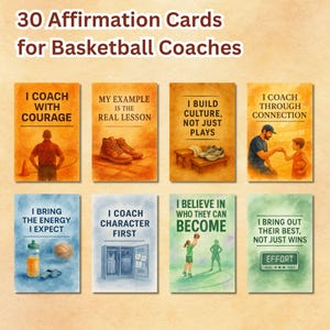 Basketball Coach druckbare Affirmationskarten, motivierendes Geschenk für Trainer, Umkleideraum Inspiration, sofortiger digitaler Download
