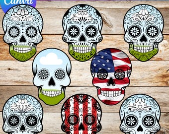 Sugar Skull Canva Frame Template Bundle, Day of the Dead Art (Digital Download)