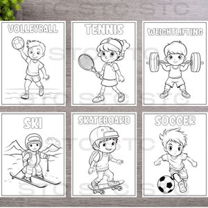 Fun Sports Vocabulary Coloring Pages for Kids,set of 24,toddlers & Pre ...