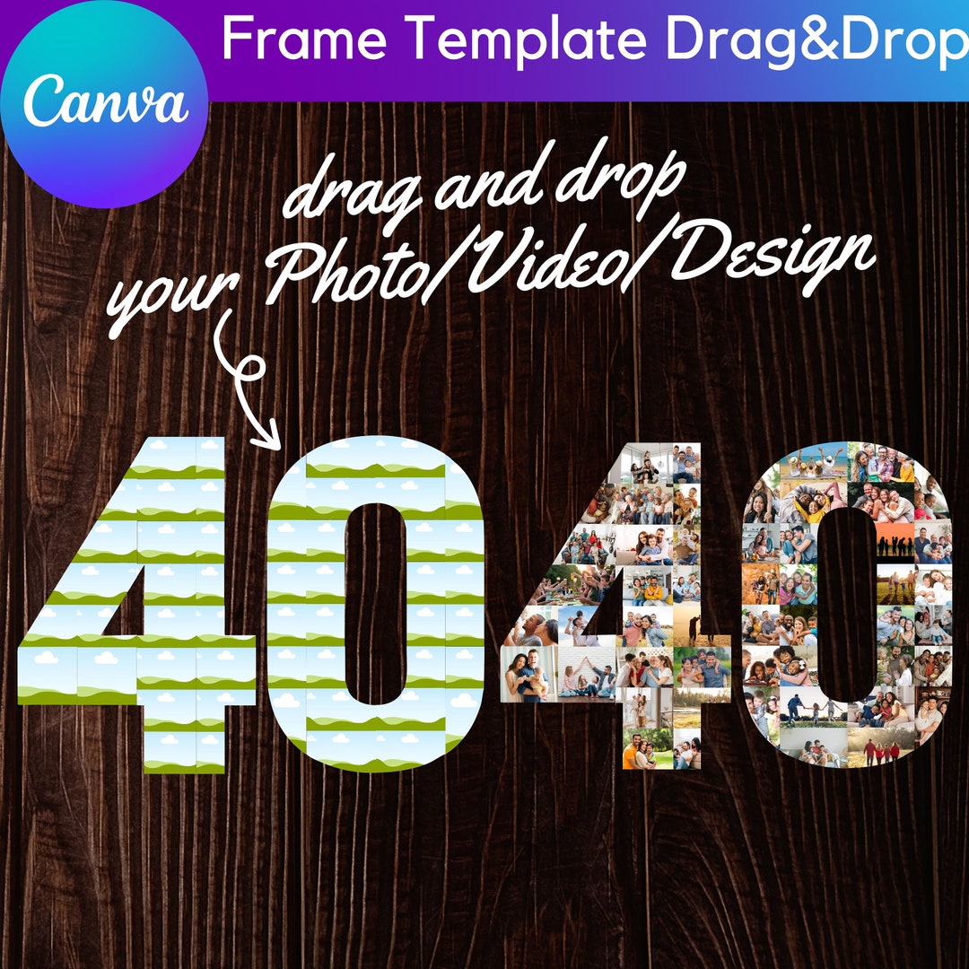 40th Birthday Number Photo Collage: Canva Frame Template (digital ...