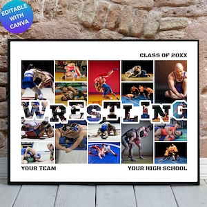 Wrestling Photo Collage Template: Customizable Senior Night Gift (Digital Download)