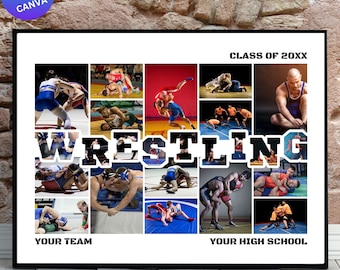 Wrestling Foto-Collage: Personalisierbares Senioren Geschenk (Digitaler Download)