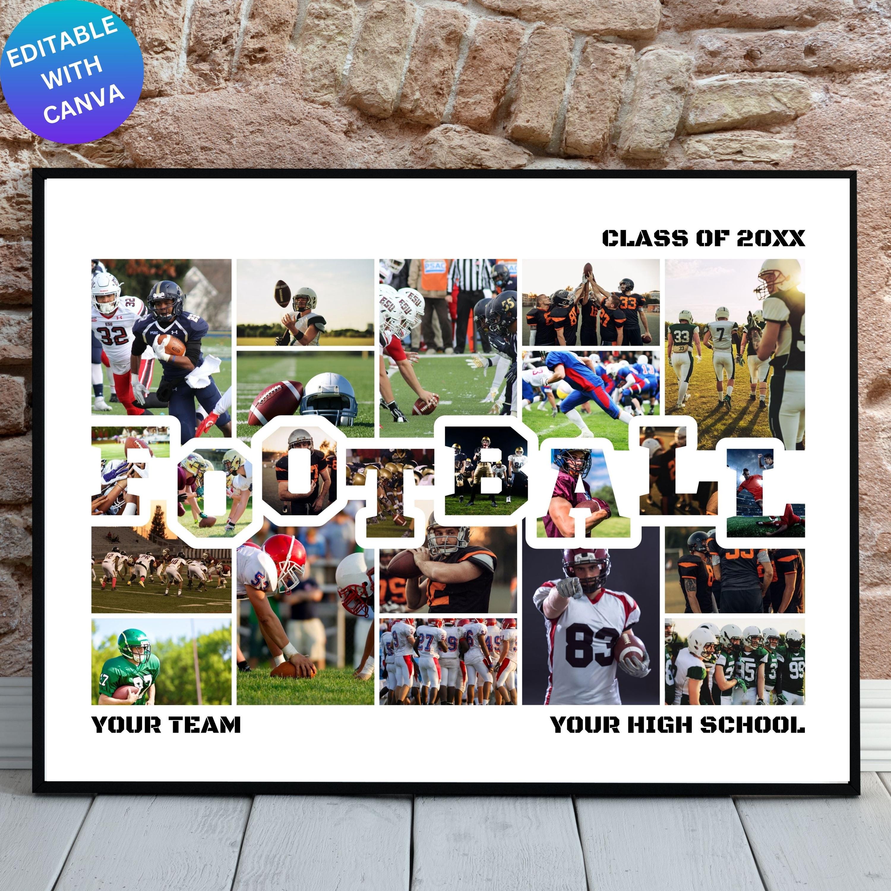 American Football Photo Collage Canva Frame Template, Customizable Sports Memory Board, Editable Football Team Gift, Senior Night Keepsake